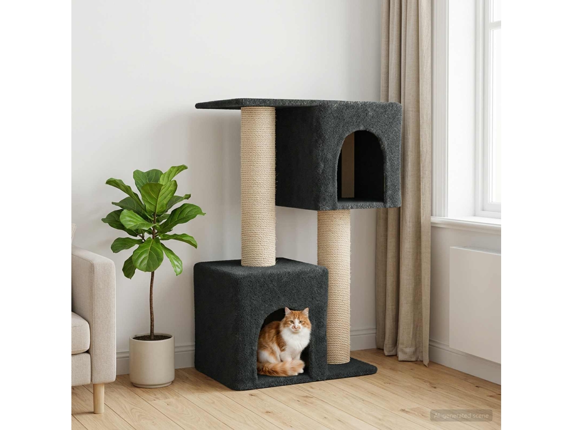Vidaxl Árvore Com Postes De Sisal Cinzento-escuro 114 Cm