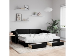 Vidaxl Sofá-cama Com Gavetão E Gavetas 100x200 Cm Tecido Preto