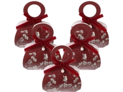Conjunto De 5 Caixas Portáteis Para Doces Casamento, Caixas De Presente Papelão Com Estampa Floral Em Tom Vinho Tinto