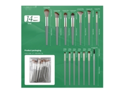 Conjunto de 14 Peças Pincel de Sombra Cabelo de Fibra de Seda Sintética Pó Facial Blush Pincel de MaquilhagemCor 2 LUUCOZK