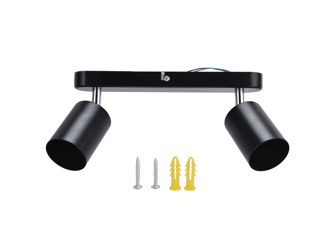 Suporte de spot com dois cabeçotes base gu10 giratório para parede/teto 85 265v sala de estar | S/MARCA