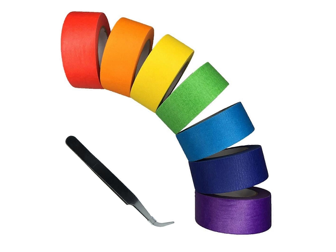 Conjunto De 7 Rolos De Fita Adesiva Colorida Com Efeito Arco-íris, Fita Adesiva Removível Washi Tape, Fita Adesiva Colorida De 2 Cm X 1,3 Cm, Spr