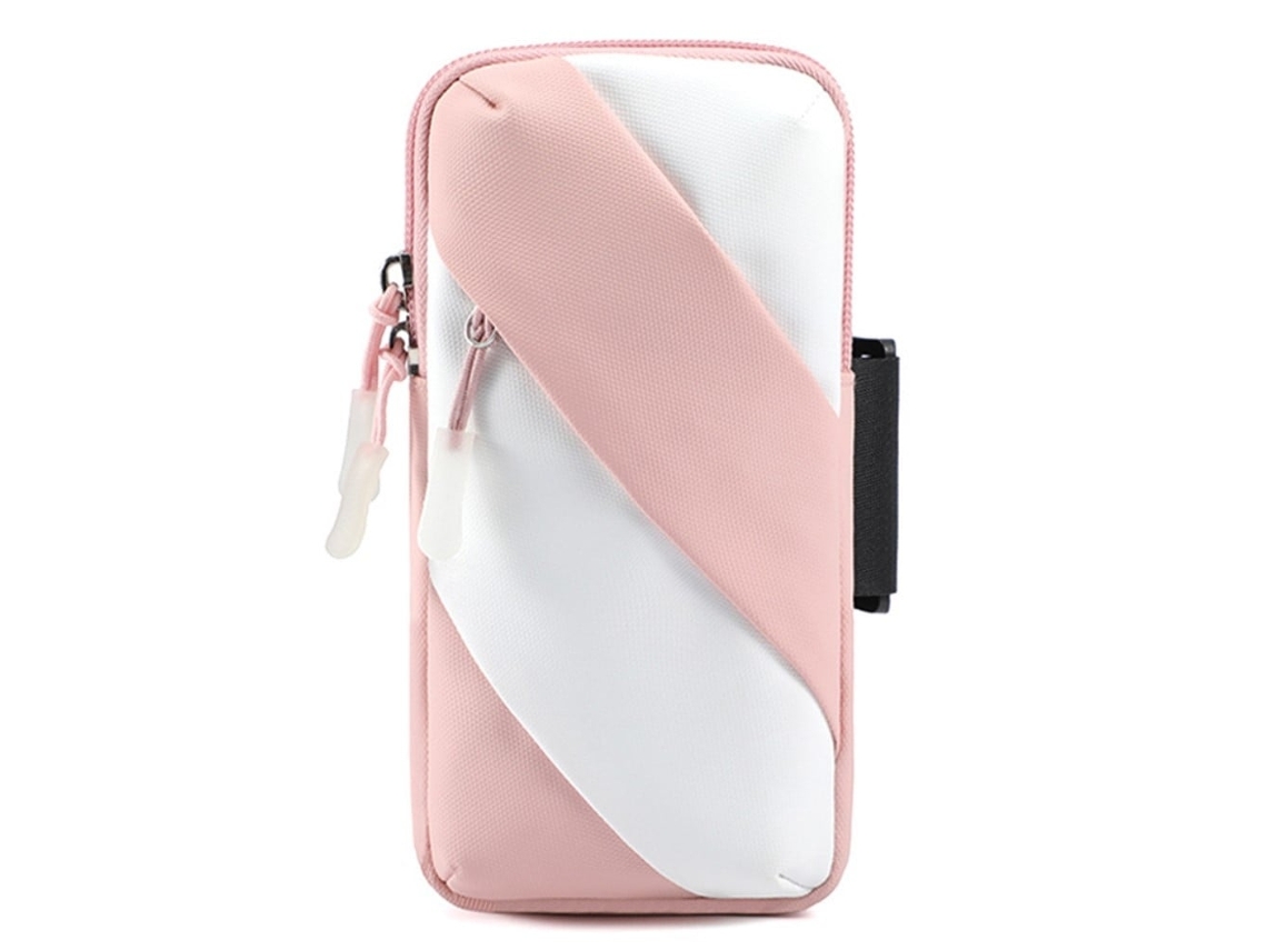 Bolsa Universal Com Alça Em Tecido Oxford - Rosa/branco
