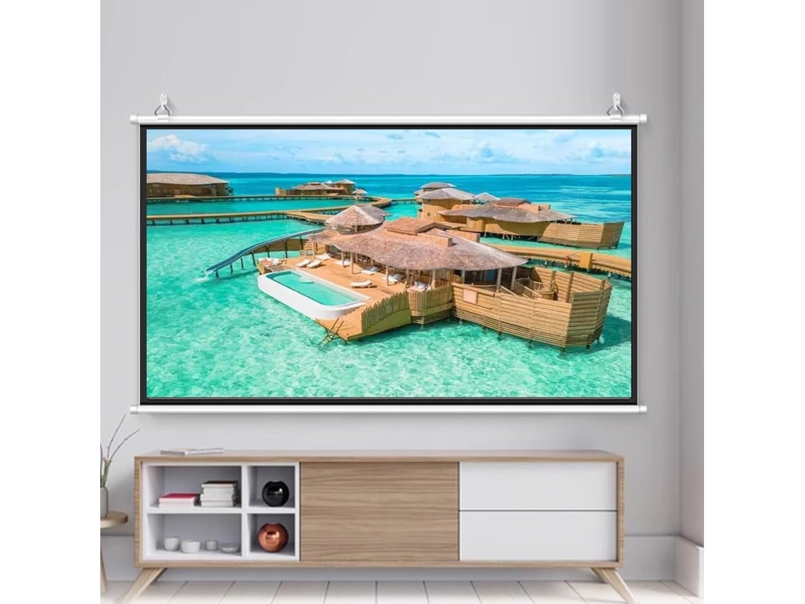 Tela de Projeção portátil 16:9 ideal para cinema ao ar livre casa e viagens dupla face | S/MARCA