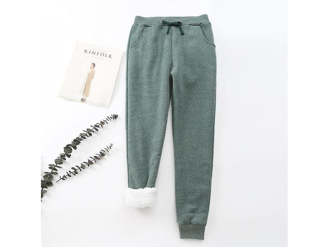 Calças de Moletom Feminino de Inverno Quentes Sherpa Lined com Cinto de Trava e Bolso Lateral Udh | S/MARCA