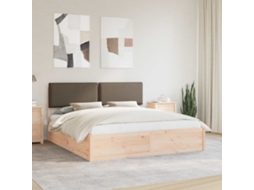 Vidaxl Estrutura De Cama Com Cabeceira Estofada Cinzento-acastanhado
