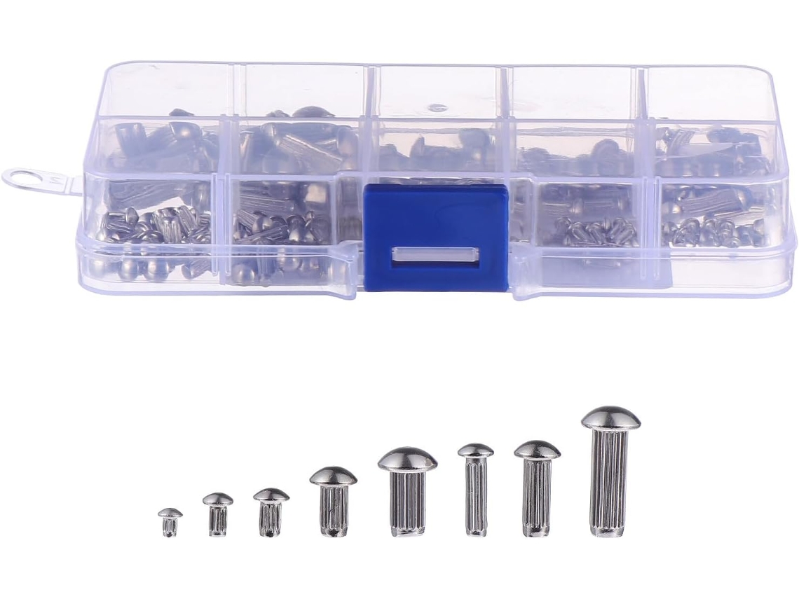 Kit Com 160 Rebites Maciços De Aço Inoxidável Com Cabeça Redonda Serrilhada.