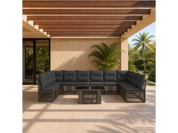 Vidaxl Conjunto De Sofá De Jardim 11 Unid. Cinzento Vime Pe