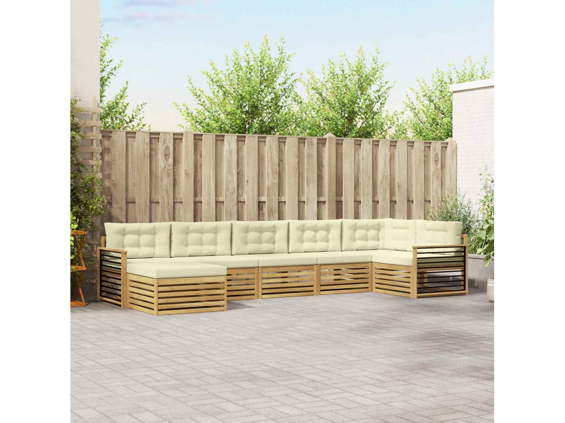 Vidaxl Conjunto De Sofás Para Exterior 7 Unid. Branco E Creme
