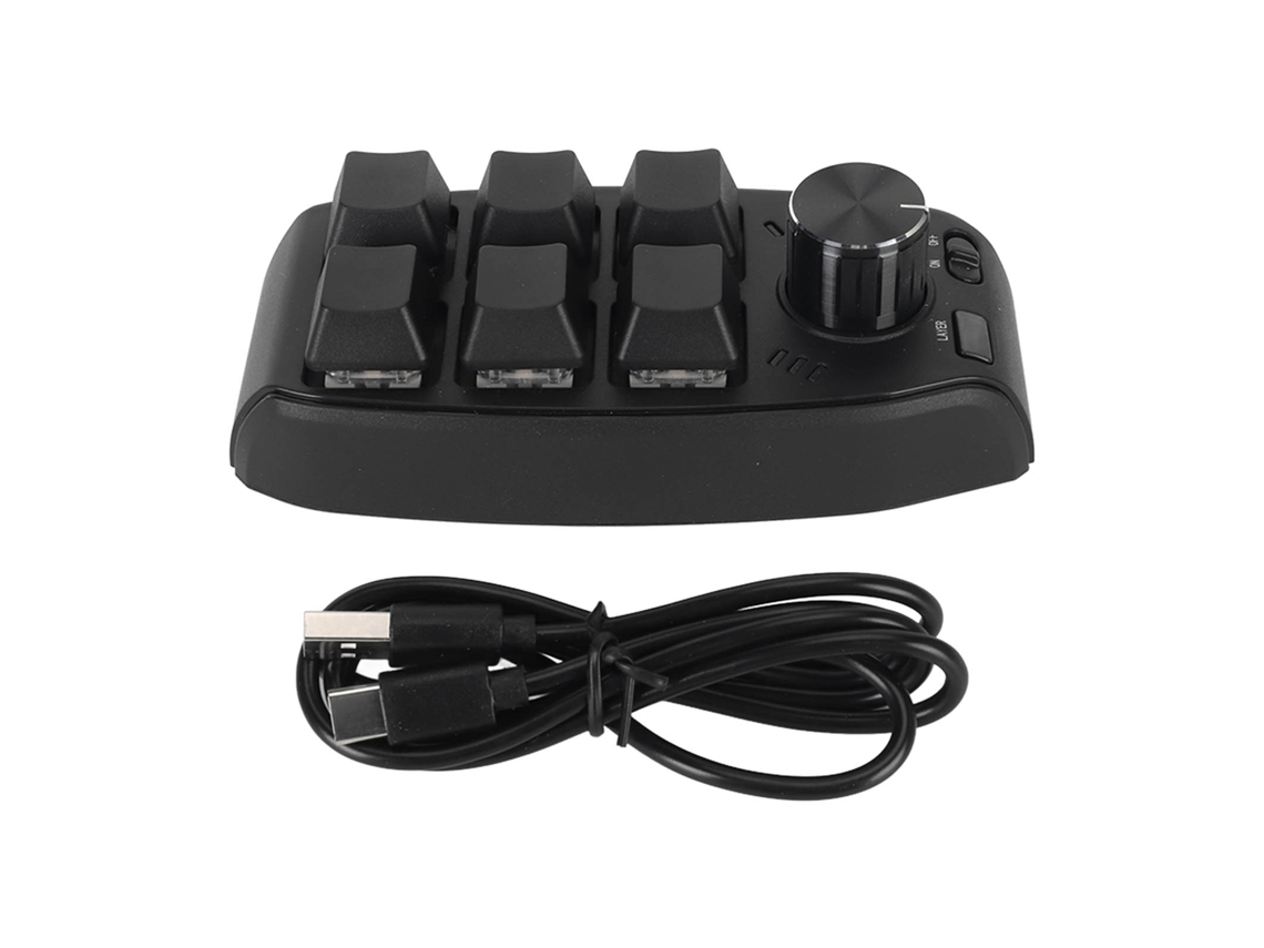 Mini Teclado Mecánico con 6 Teclas, Botón Giratorio, Programable USB, Rojo | S/MARCA