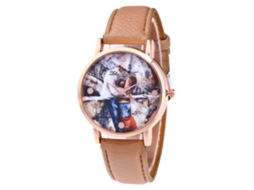 Relógio de pulso Zhoulianfa Fashion F-397a bege com mecanismo de quartzo, ideal para mulheres, homens e estudantes.