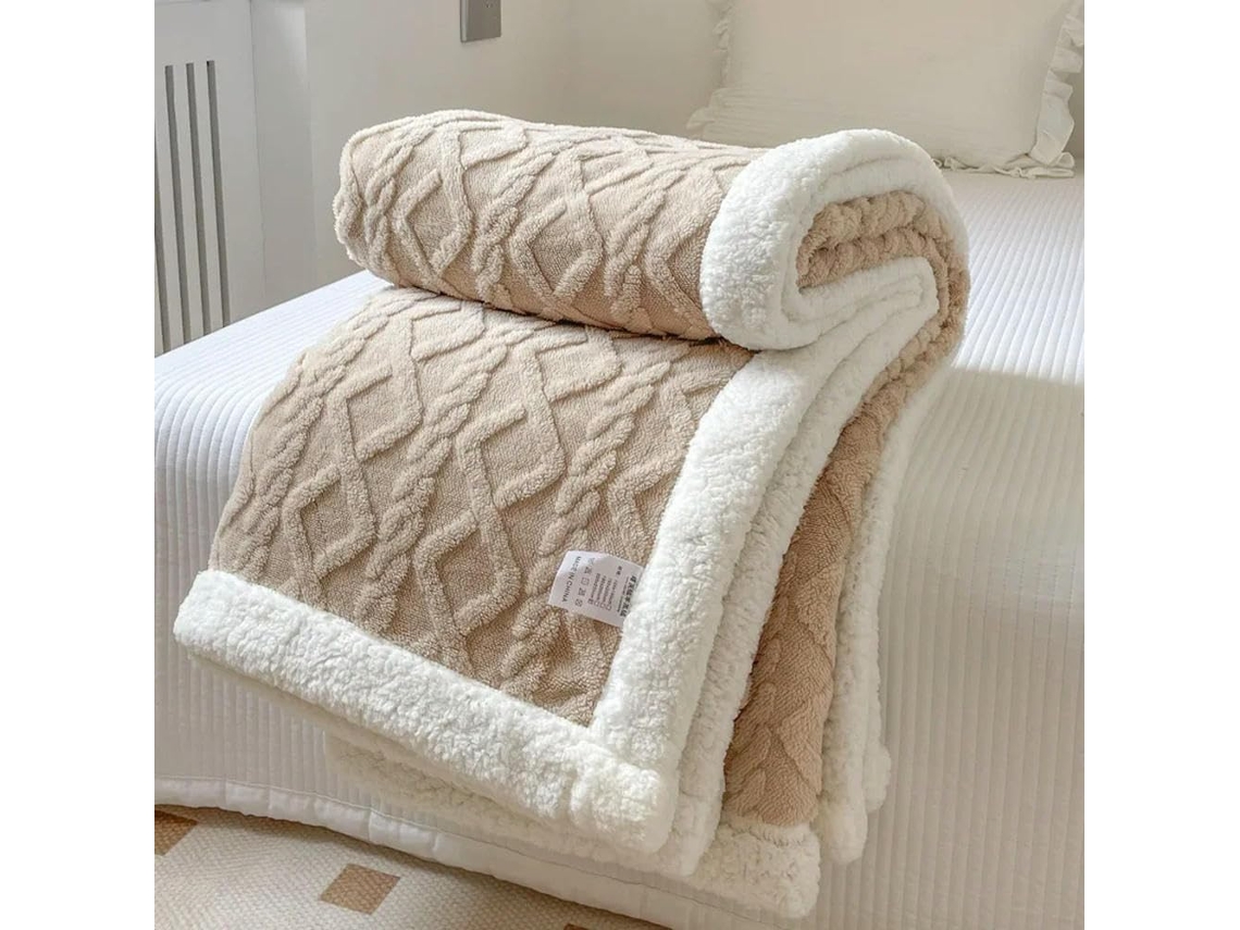 Manta de Lã Polar Camada Dupla para Outono e Inverno Grossa Quente Ideal uma Soneca no Escritório Ou um Sofá c