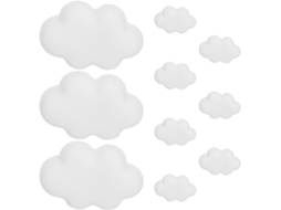 10 Tachinhas Decorativas em Formato Nuvem, Brancas, Artesanato em Resina e Metal, Duráveis e Versáteis para Projetos DIY