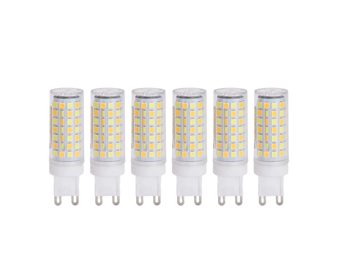 6pcs Lâmpada Led G9 9w 220v Dimmable 90led Luz Quente Suave para Lustres Plafons Parede
