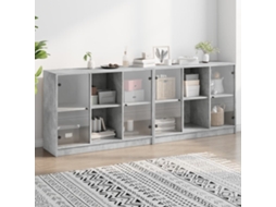 Vidaxl Estante C/ Portas 204x37x75 Cm Derivados Madeira Cinza Cimento