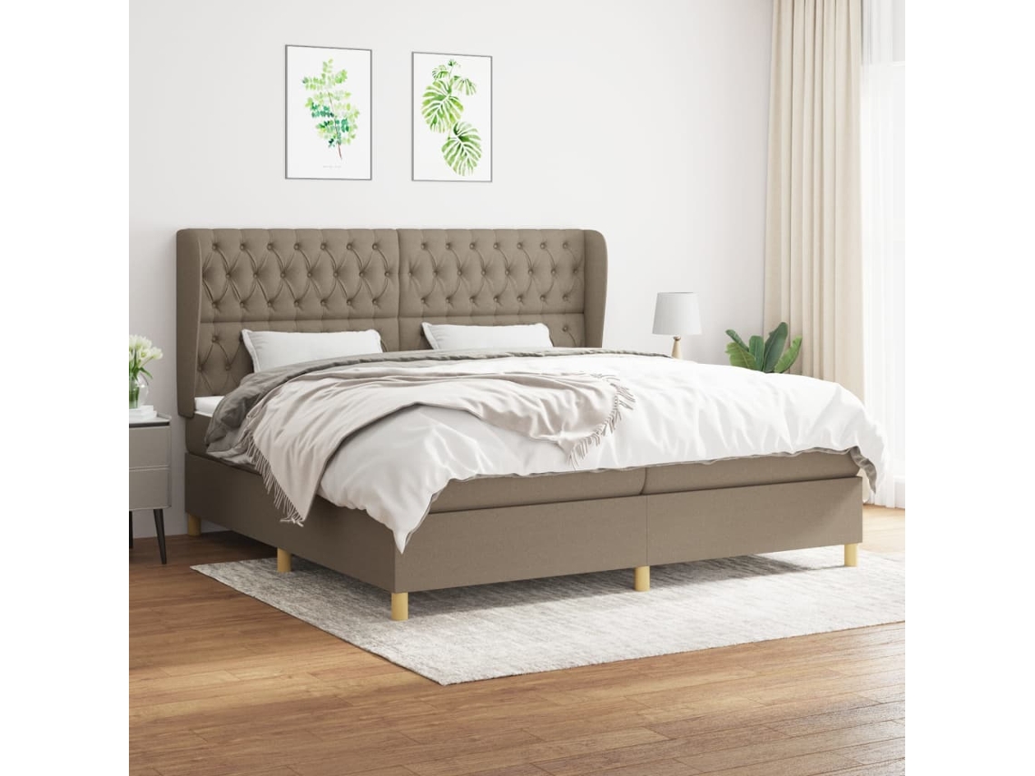 Vidaxl Cama Com Molas/colchão 200x200 Cm Tecido Castanho-acinzentado