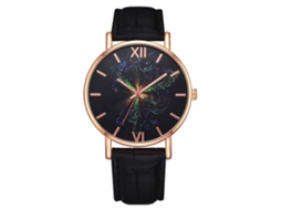 Relógio de pulso feminino casual Lvpai, liga de ouro rosa com movimento de quartzo preto.