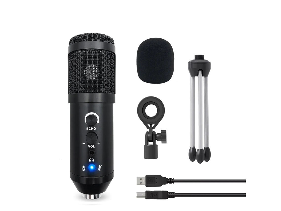 Kit De Microfone De Mesa Profissional Yuysan Com Iluminação Ambiente Rgb