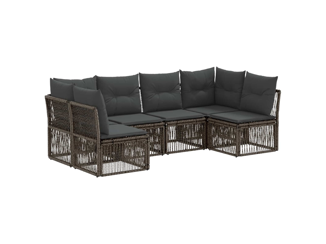 Vidaxl Conjunto De Sofá De Jardim 6 Pcs Cinzento Vime Pe