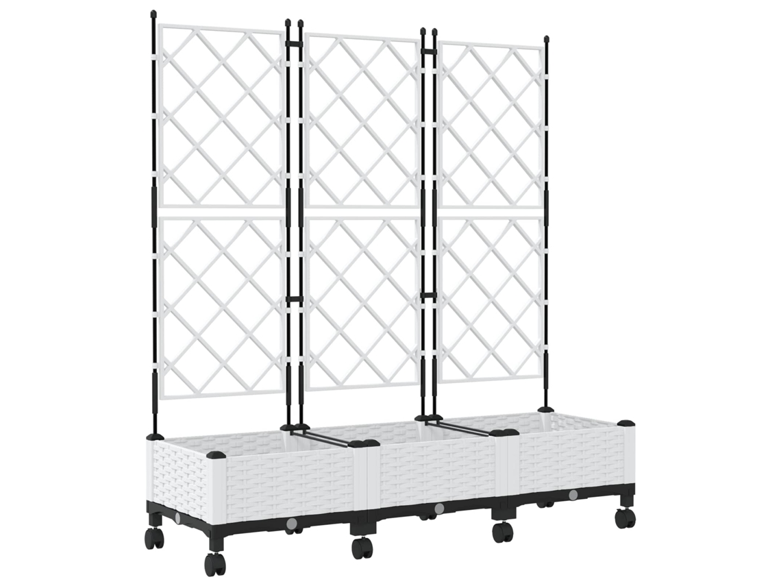 Conjunto 3 Vaso De Jardim Vidaxl Branco Polipropileno (120 X 40 X 131,5 Cm)