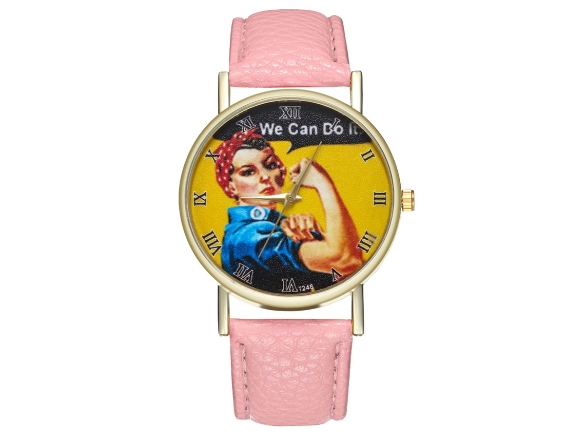Relógio de Pulso Retro de Moda com Movimento Quartz Leisure Cor Rosa