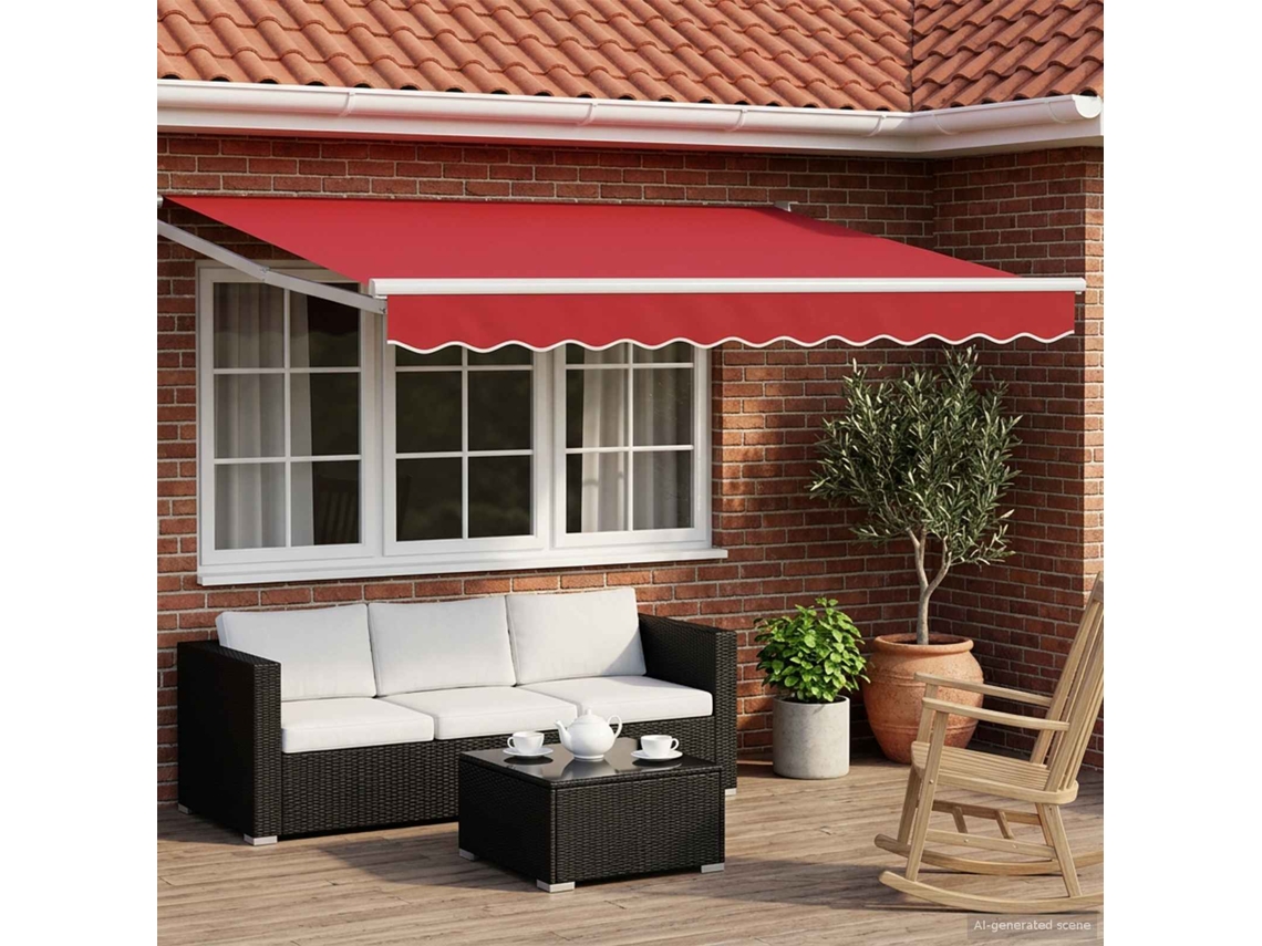 Vidaxl Toldo Retrátil Elétrico Vermelho E Branco 3 X 2,5 M