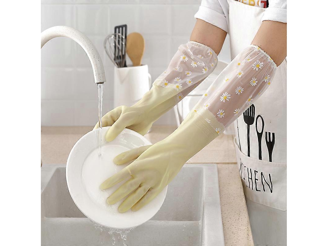 Luvas De Borracha Impermeáveis Para Cozinha, Lavar Louça E Roupa