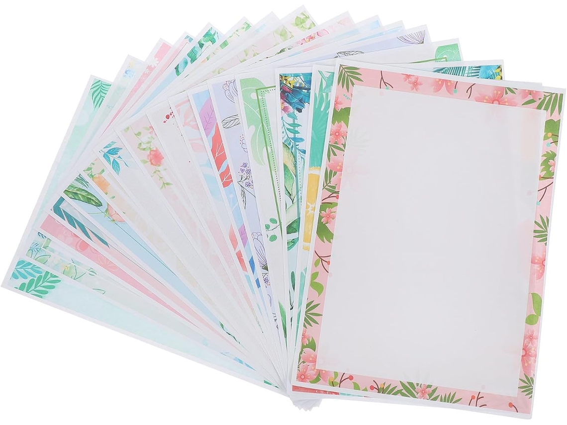 Papelaria Alipis com Borda Floral Verde, 160 Folhas Coloridas para Estudantes e Materiais de Escrita, Feriados