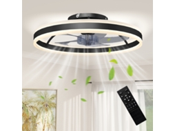 Ventoinha de Teto com Luz Led 6 Velocidades Motor Reversível e Comando Remoto Potência 45w Ø50x13.5 Cm Preto Ge