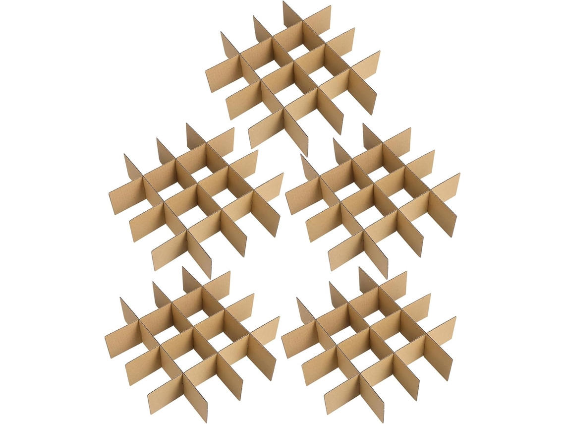 Cabilock Conjunto Com 5 Divisórias De Papelão Ondulado Caixas Mudança, 16 Compartimentos, 33x 8cm, Máxima Proteção