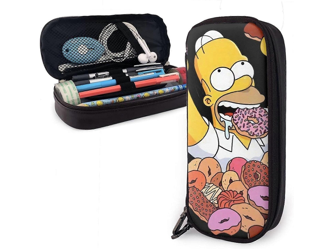 V379 Simpsons Homer e Seus Monges Estojo de Couro, Estojo para Lápis, Estojo para Material Escolar e de Escritório, Miraflow Port