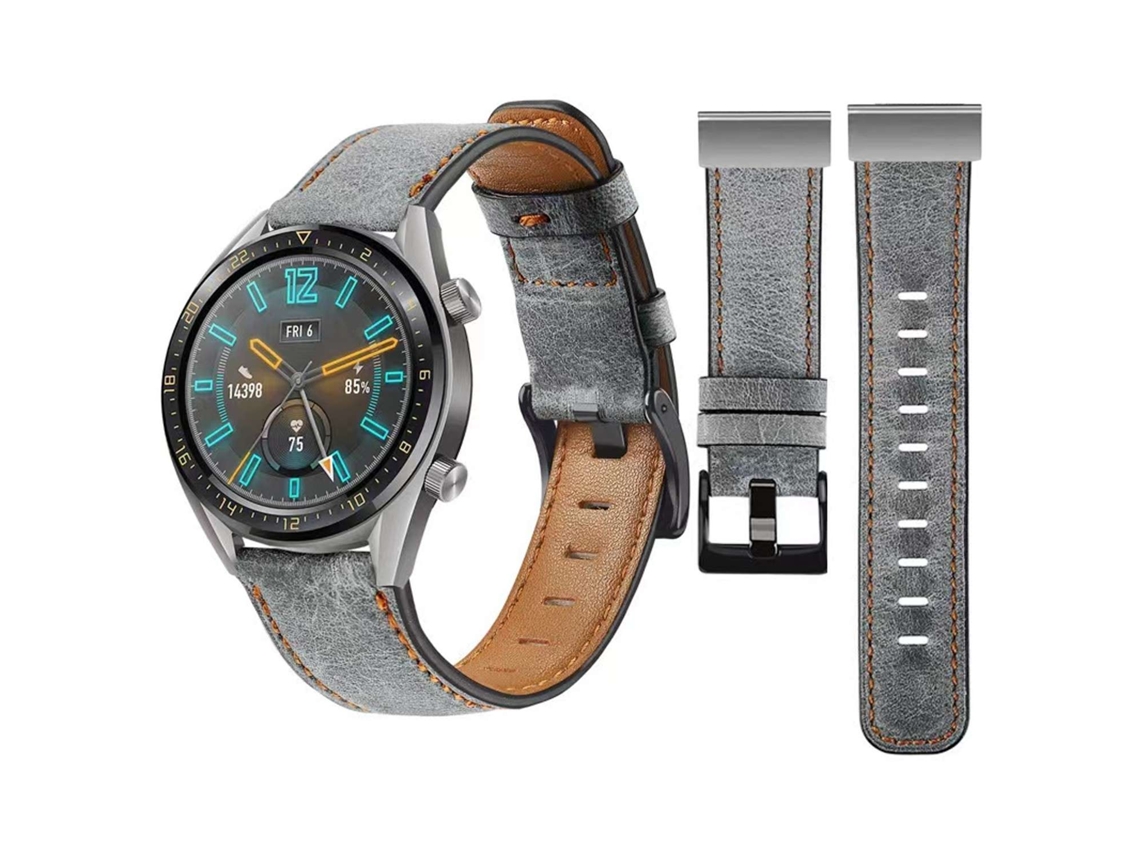 Bracelete Classic Vintage em Pele Ecológico Garmin Instinct 2 Solar Cinzento