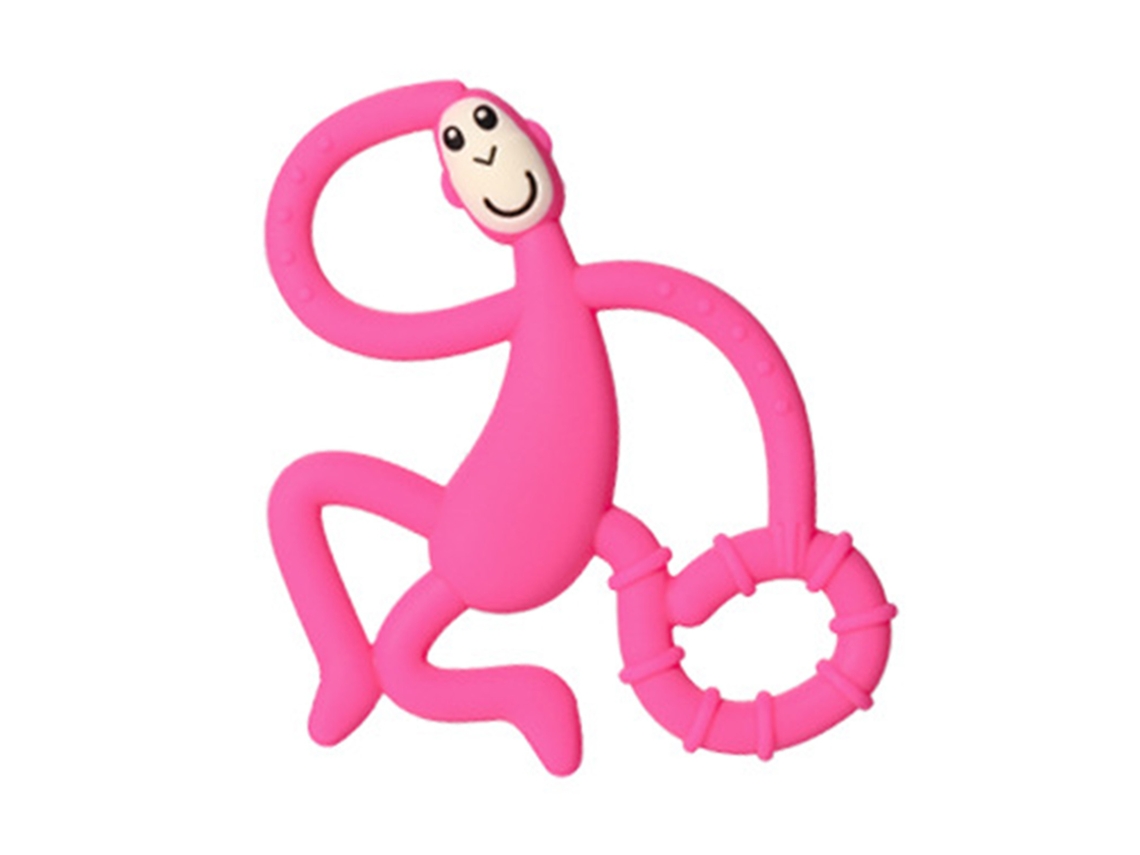 Mali brinquedo Mordedor de Silicone para Bebê Forma de Macaco Rosa Fácil de Manter