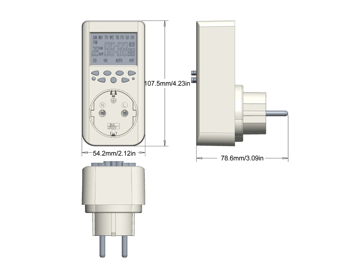 Timer Tomada Elétrica Programável 24h Plugue Eu 230v