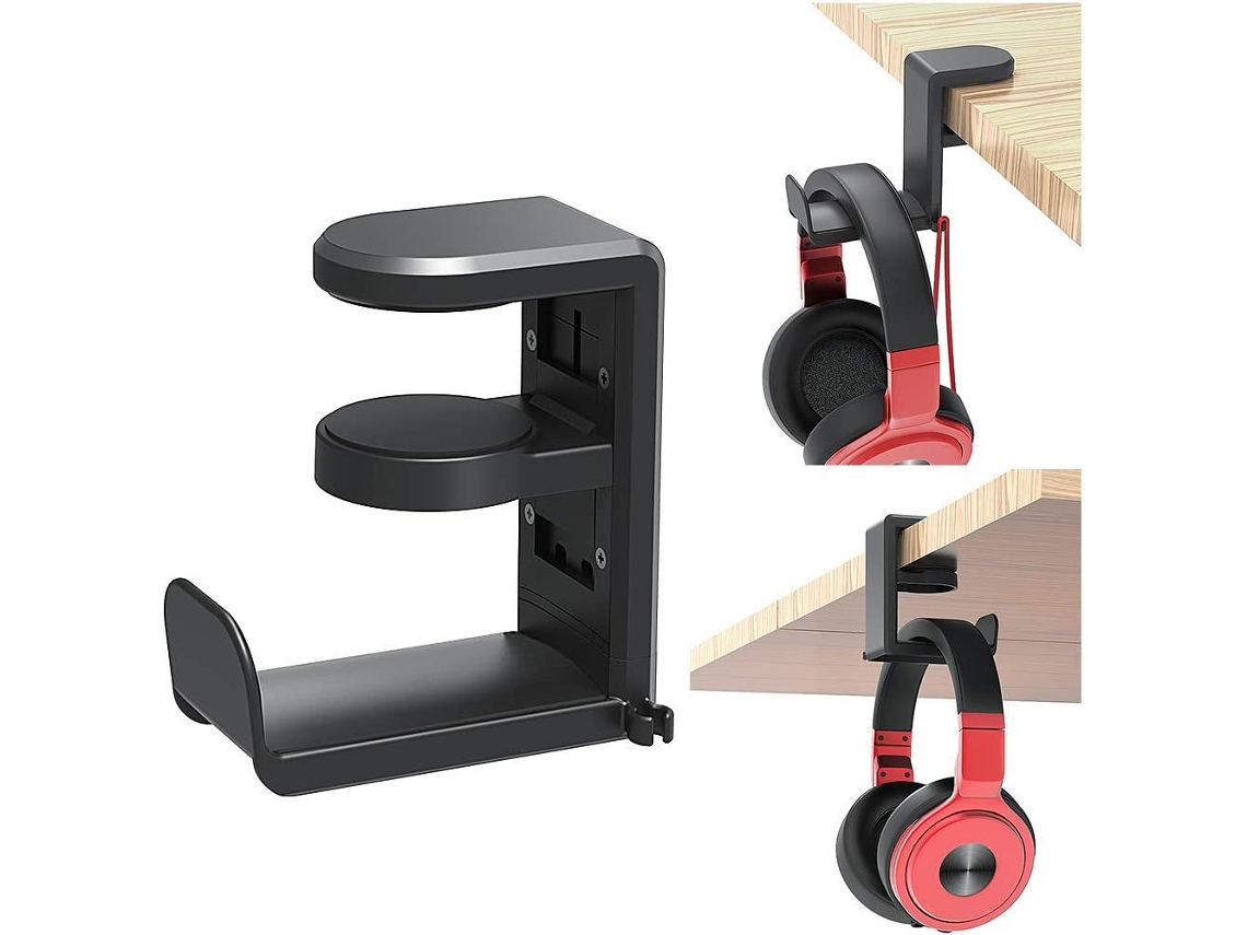 Suporte Preto 360° com Clip para Fone Ouvido Mesa Jogos ZYBLSSBB