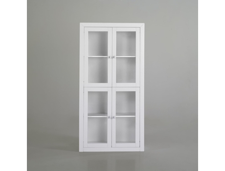 Vitrina com 4 Portas e 2 Gavetas Pinho Maciço e Mdf MOBLIT Lacado Série Kalpe Medidas: 200X100X37 Cm Alturaxlarguraxprofundidade Cor Branca.