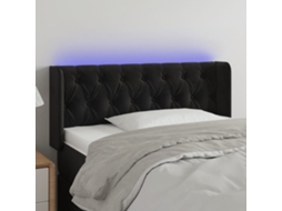 Vidaxl Cabeceira De Cama C/ Luzes Led Veludo 93x16x78/88 Cm Preto