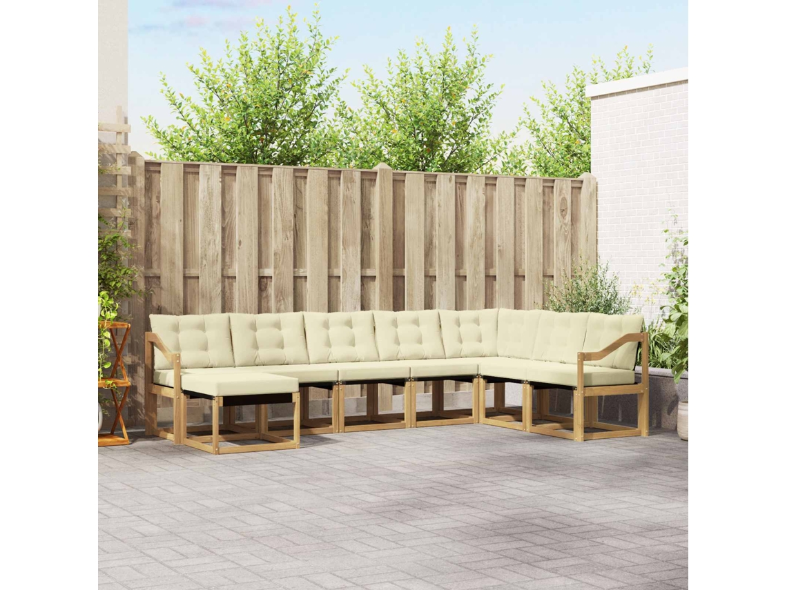 Vidaxl Conjunto De Sofás Para Exterior 8 Pcs Branco E Creme