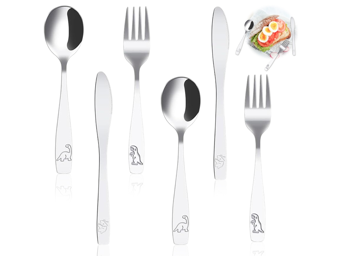 Talheres De Aço Inoxidável Para Crianças, Utensílios Para Bebês Com Design Ergonômico E Bordas Arredondadas, Talheres Infantis Laváveis Na Máquina De