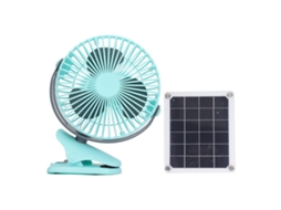 Ventilador Portátil com Painel Solar Clip Usb Azul