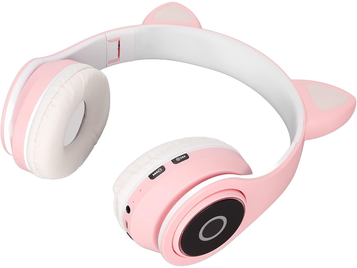 Fone De Ouvido Bluetooth Lxb39a Com Orelhas Gato, Som Grave E Fofo,
