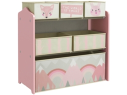 Com 6 Caixas De Tecido, Design Fofo, 63 X 30 X 66 Cm, Rosa