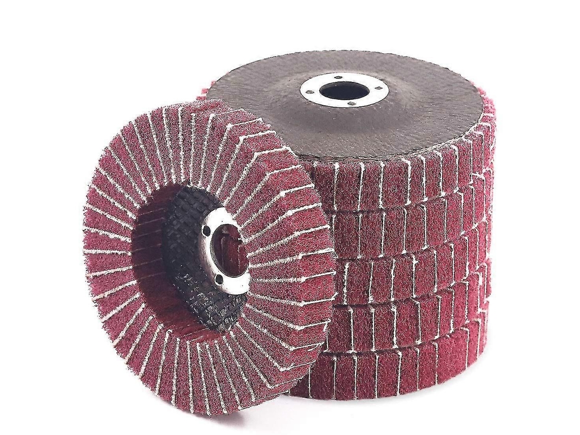 6 Peças De Discos De Fibra De Nylon Vermelhos De 4 Polegadas E Grão 240 Com Lixa, Perfeitos Para Remoção De Tinta E Aço Inoxidável