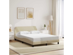 Vidaxl Estrutura De Cama Dover 140x190 Cm Tecido Cor Creme