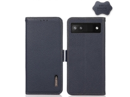 Capa De Couro De Lichia Com Rfid E Ímã Lateral Khazneh Para Google Pixel 6a