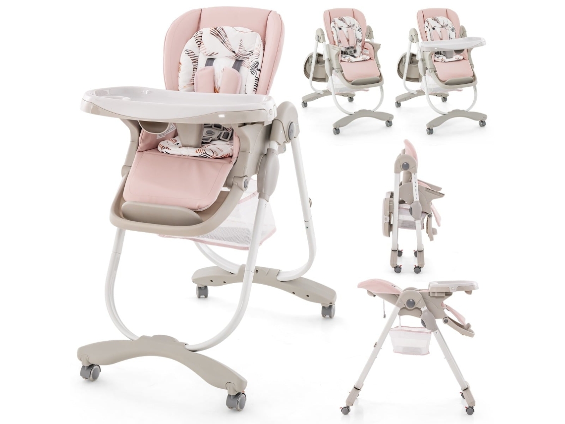 Cadeira Alta Dobrável para Bebê: Ajustável com Rodas Rosa NORTHIX