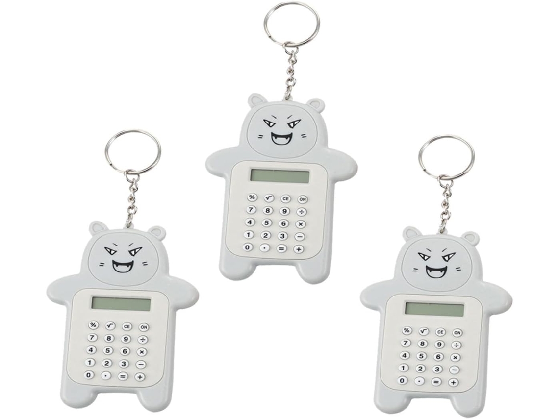 Conjunto De 9 Peças De Chaveiros Com Calculadora Romana, Pingente Para Pendurar, Calculadora Portátil Com Teclas Eletrônicas E Fivela.