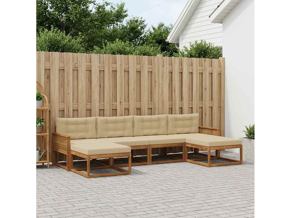 Vidaxl Conjunto De Sofás Para Exterior 6 Unid. Natural E Bege