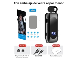 Fone de Ouvido Bluetooth Sem Fio Carro Microfone 20h Bateria MDUG (preto A)