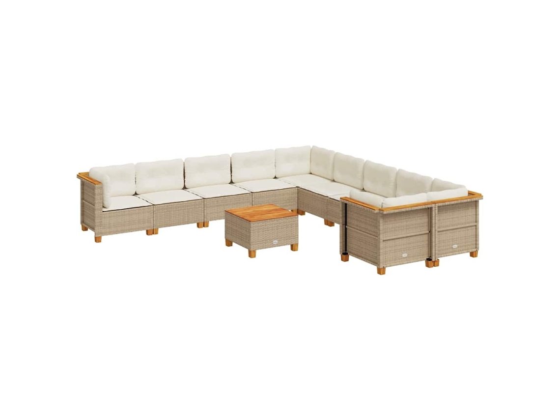 Maison Exclusive - 11 Pcs Conjunto Sofás De Jardim C/ Almofadões Vime Pe Bege